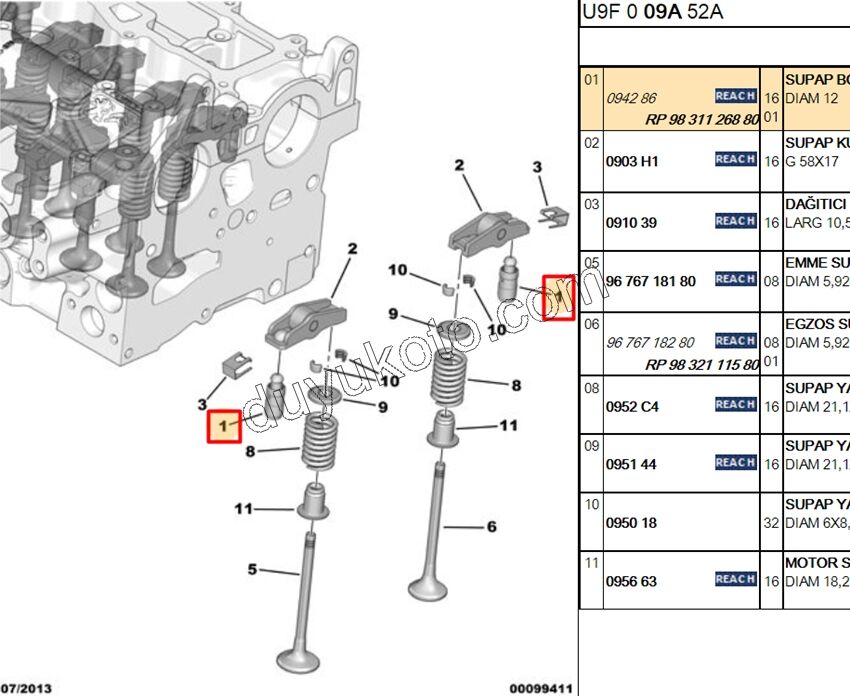 SUBAP ITECEK YAGLI DW10FU DW12RU X 16 AD