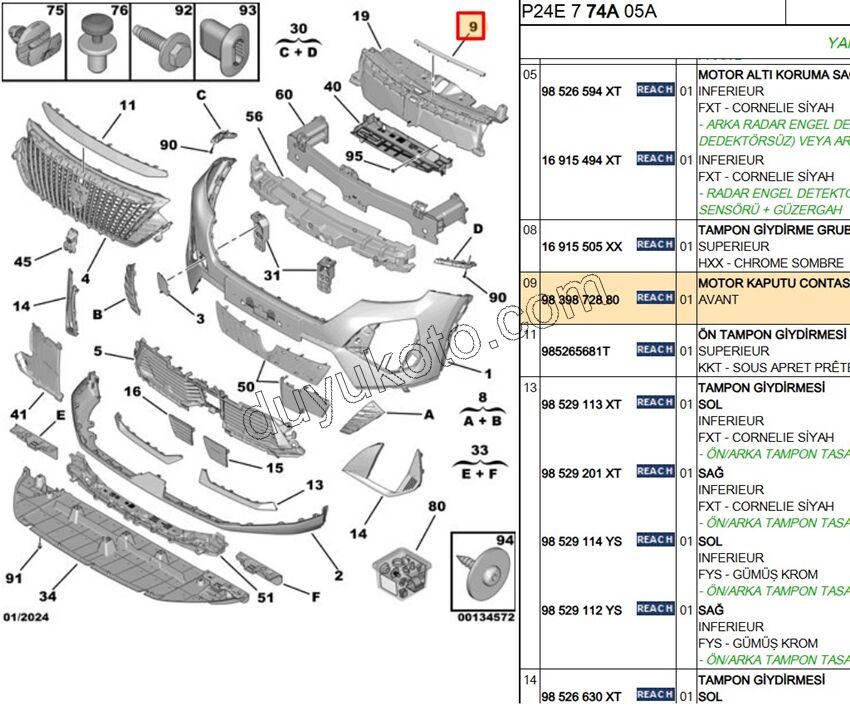 Radyatör Üst Kaplama Contası (Lastik) P20082 P20082MQ