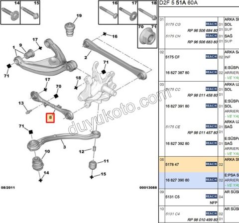Arka Dingil Denge Kolu Sağ/Sol (Ayarlı Tipi) P407 P5081 C53