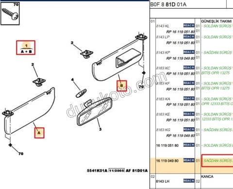 GUNESLIK TK GRI P107 C2 C31 C32 SAG DIREKSIYON