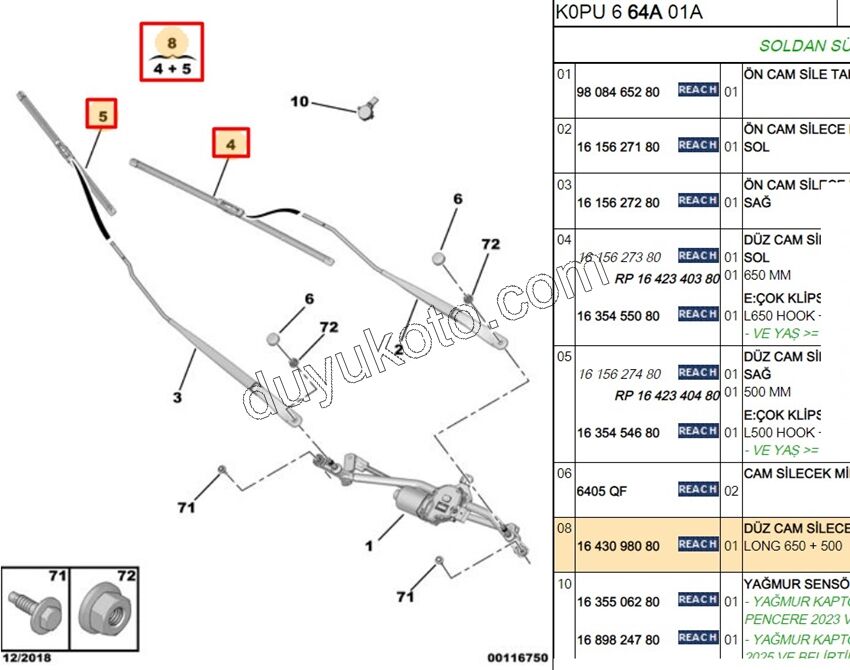 Expert/Jumpy/Scudo (17/24) Ön Cam Silecek Süpürgesi Sağ/Sol Tk. 65CM+50CM