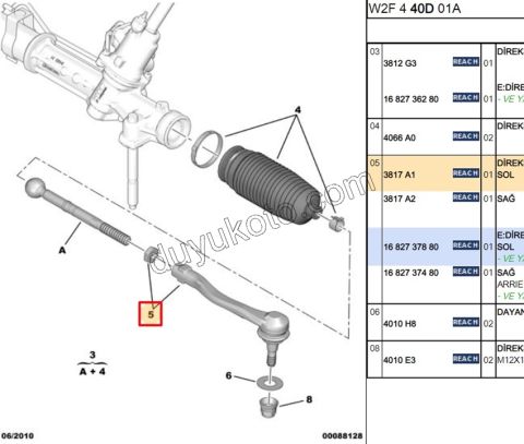 Sol Rot Başı P5081 DW10C