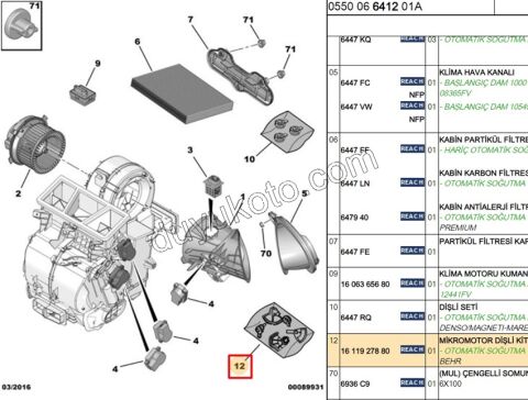 Kalorifer Tamir Takımı (Kapak) Dijital KlimalıXP1 P206+ P307