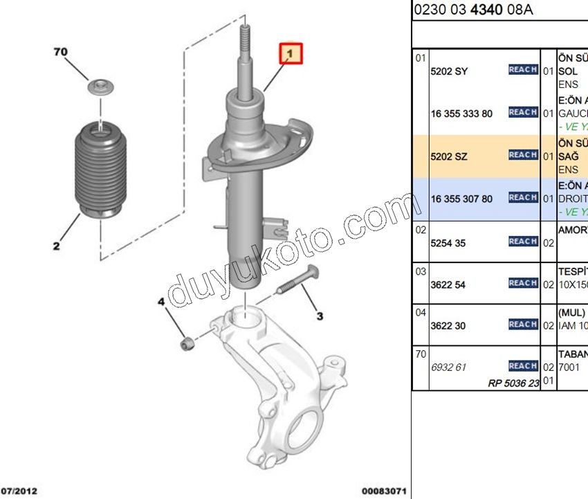 Ön Sağ Amortisör C31 C32 51MM