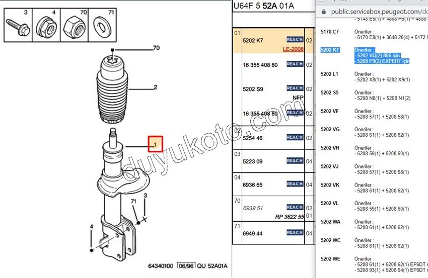 Ön Amortisör P806 EXP1 EVASION