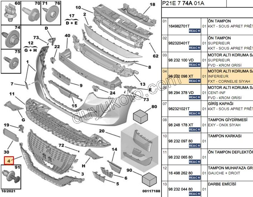 Ön Tampon Izgarası Alt P2082