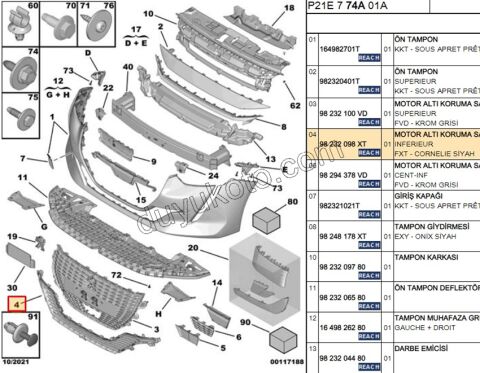 Ön Tampon Izgarası Alt P2082