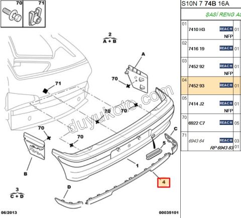 Arka Tampon Orta   Süs Çıtası   YM P106
