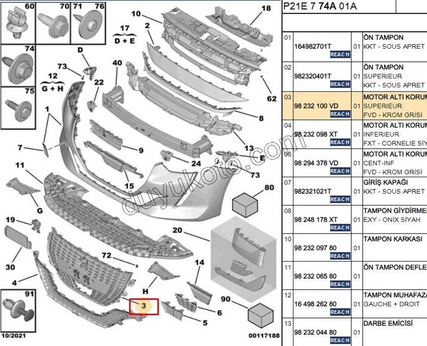 Ön Tampon Izgarası Orta P2082