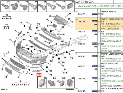 KAPAK ON TAMPON KOSE L P407 SIYAH