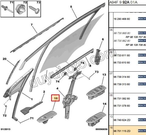 Ön Cam Açma Anahtarı Sağ (Yolcu) P20081 4PIN CERCEVE+