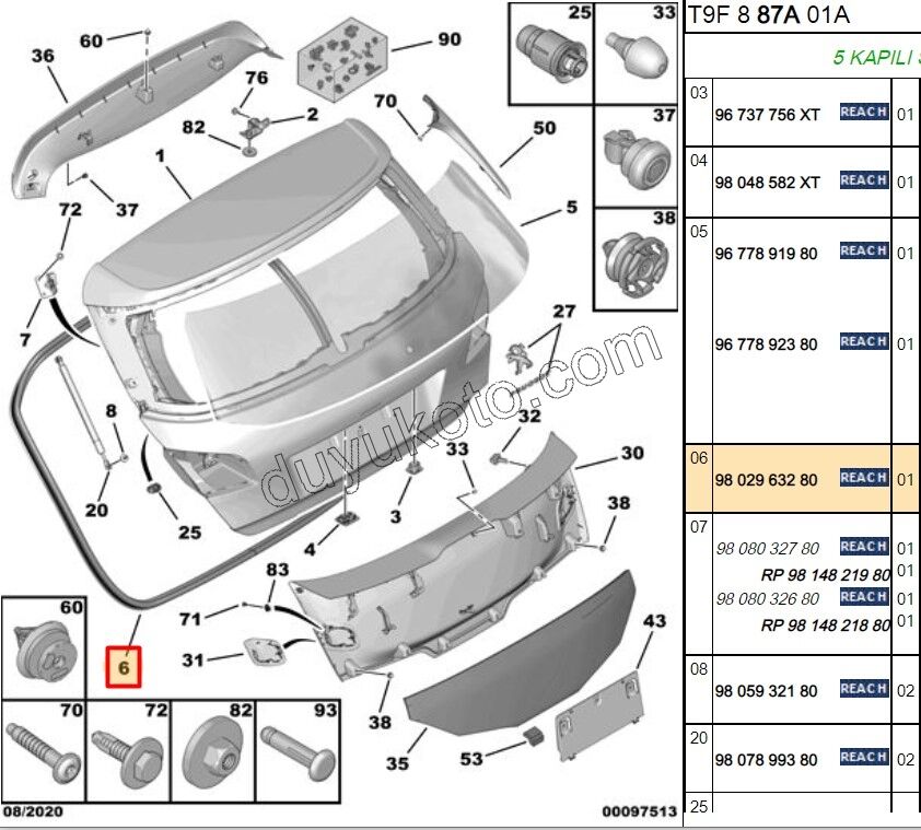 Bagaj Kapağı Fitili P3082 HB