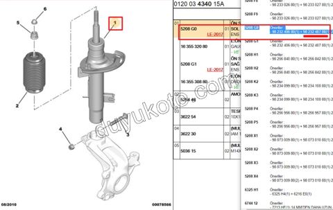 Ön Sol Amortisör DS3 C33 EP3