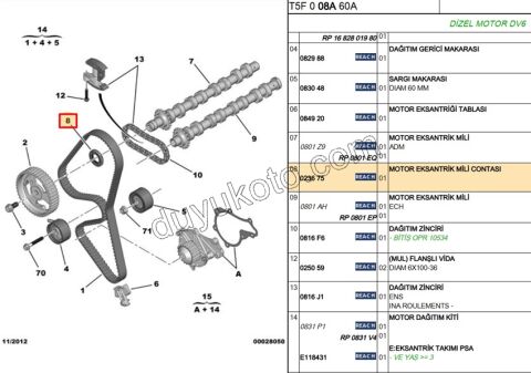 Eksantrik Keçesi 1.4HDİ/1.6HDİ Euro4 /Euro5