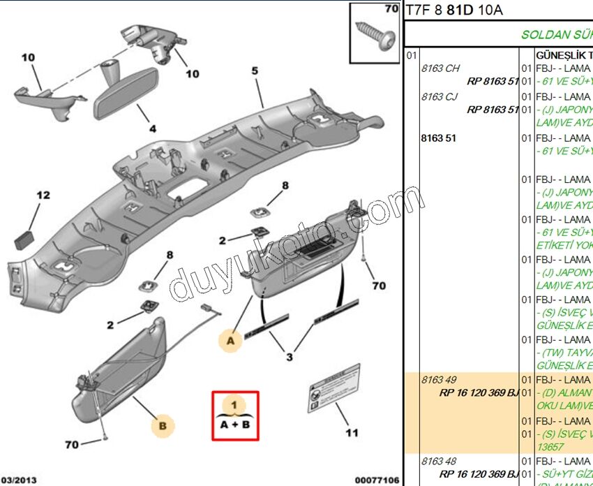 Güneşlik Takım P3081 CC