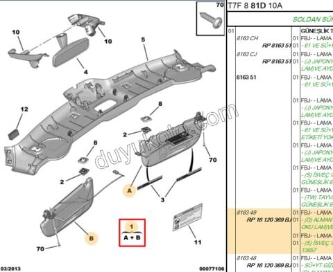 Güneşlik Takım P3081 CC