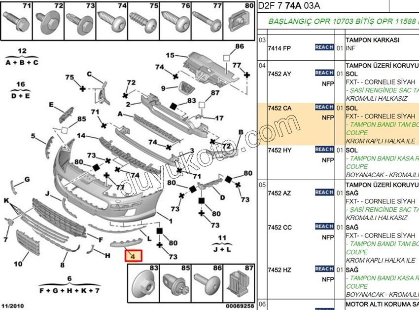 KAPAK ON TAMPON KOSE L P407 KROM