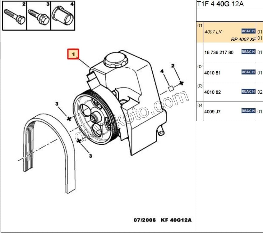 Direksiyon Pompası P206 1.4HDİ Euro4 02/11 12.5CM KASNAK