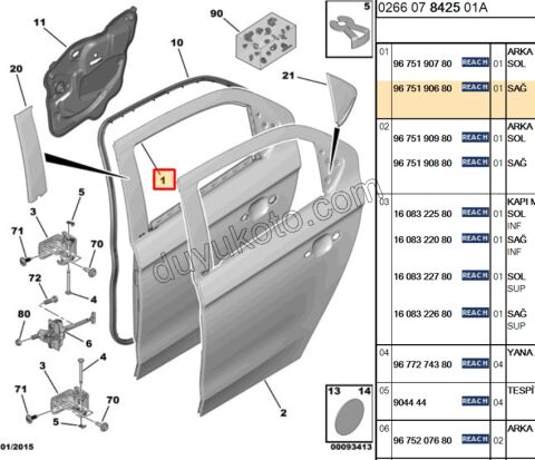 Sağ Arka Kapı Komple P301 CELY 2014>