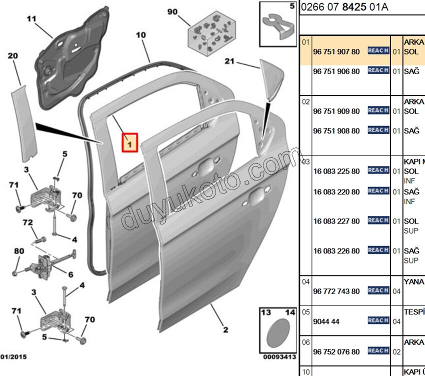 Sol Arka Kapı Komple P301 CELY 2014>