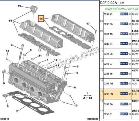 Motor Üst Külübütör Kapağı EGZOZ EW10A