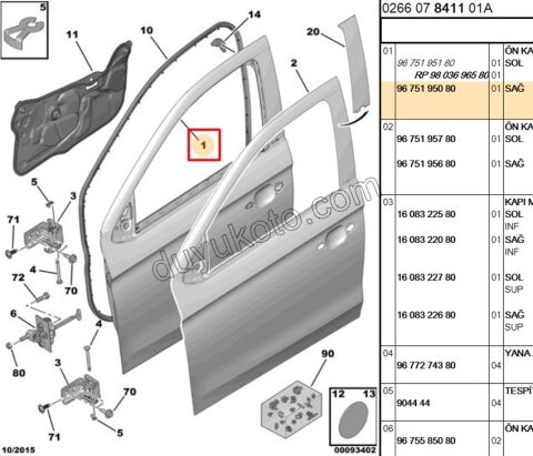 Sağ Ön Kapı Komple P301 CELY 2014>
