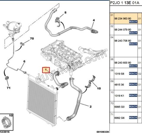 Radyatör ile Blok Arası Hortum P2082 1.2VTI 75HP Üst