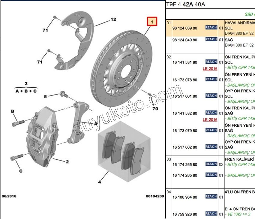 Ön Fren Diski L P3082GTI P5082