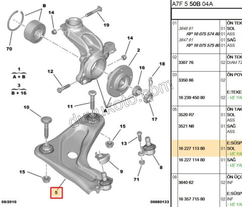 Salıncak Sol P207 P2081 C32 C33 C3PC1
