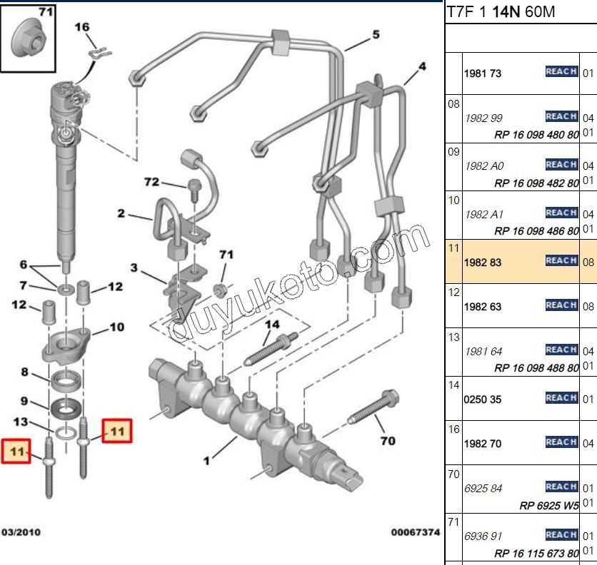 SAPLAMA ENJEKTOR BAGLANTI 1.6HDİ Euro4 X 8 AD