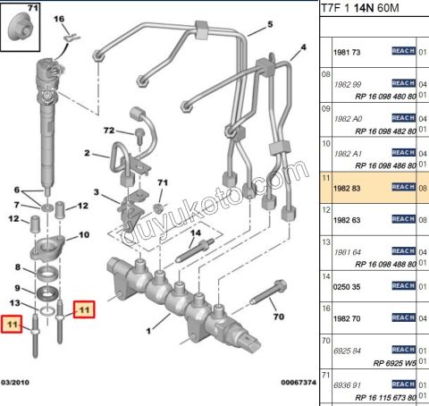 SAPLAMA ENJEKTOR BAGLANTI 1.6HDİ Euro4 X 8 AD