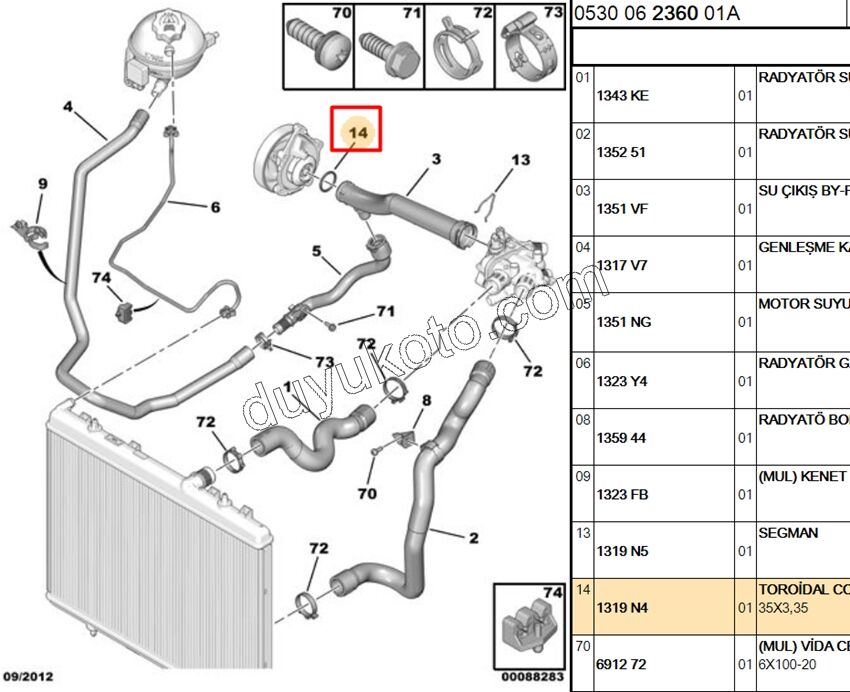 CONTA ORING SU BORU 1.6VTi 120HP 35X3,35