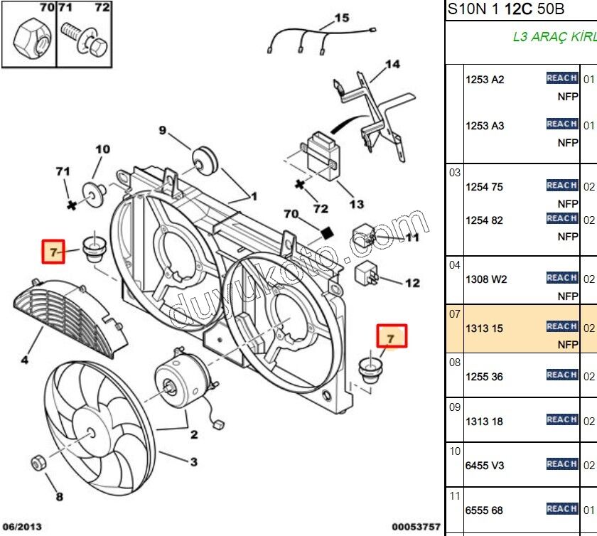 LASTIK RAD FAN DAVLUM EKDEPO DELIKLI (OVAL) P106