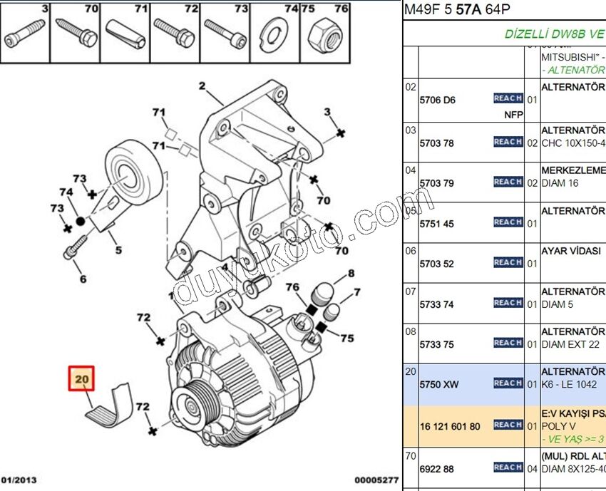 KAYIS ALTER 6PK1041 EB2F 1.2CC 110HP P2081 P3081 S&S YOK