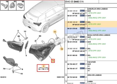 DS4/DS5 Automobiles Stop Lambası Sol Dış (Çamurlukta) 2011/2015