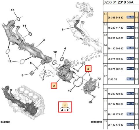 Devirdaim Su Pompası + GOVDE KOMPLE 1.5HDİ Euro6 75KW TEK
