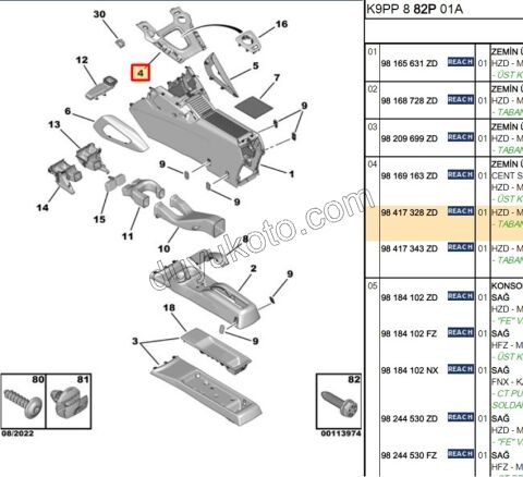 2019> Partner Rifter Berlingo Combo Doblo Proace City Vites Kolu Körüğü Alt Çerçevesi