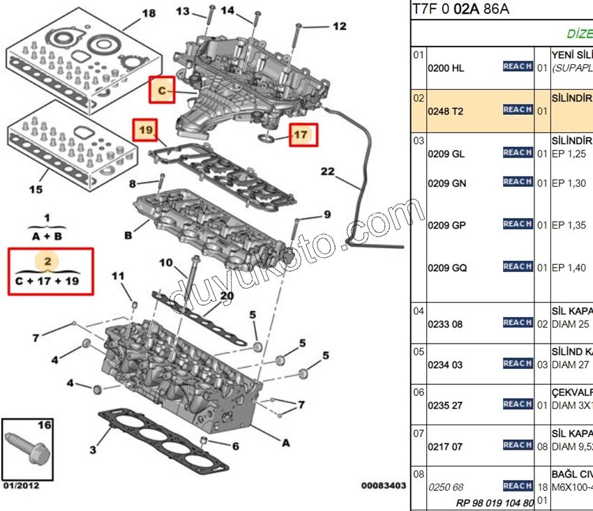 Motor Üst Külübütör Kapağı DW10C 16V CONTA+