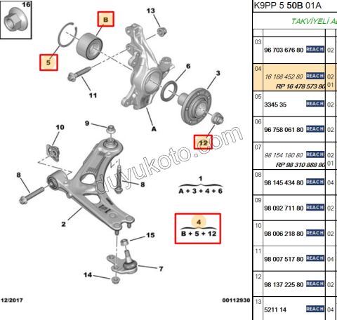 Ön Teker Rulmanı PRT4 P5082 P30082