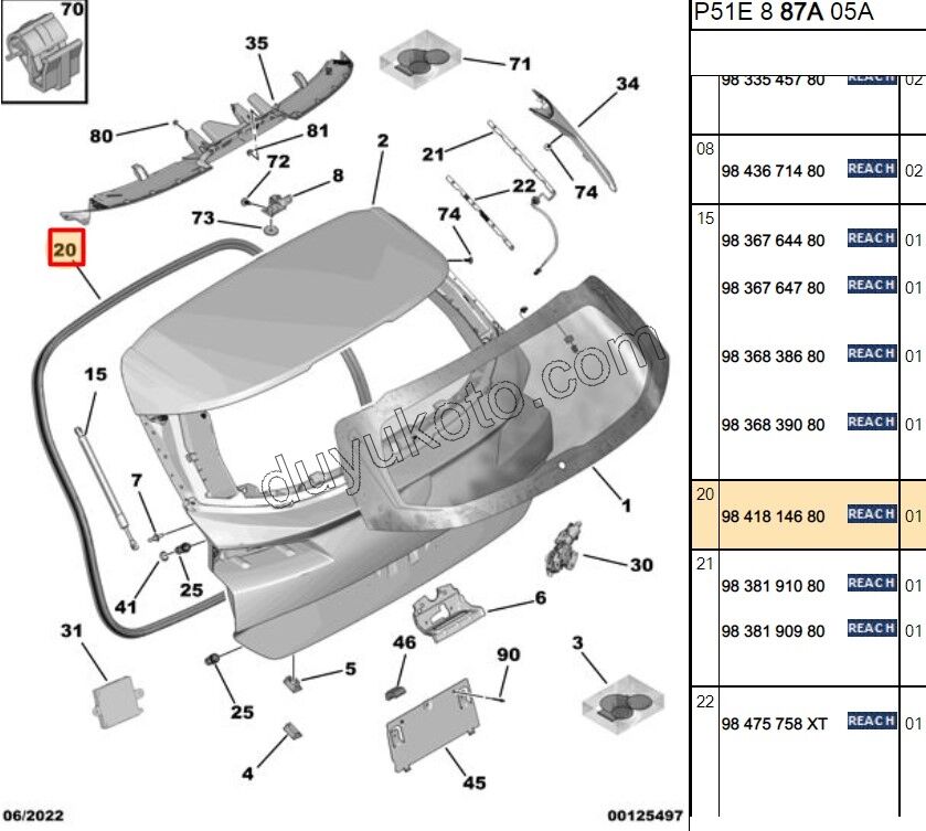 Bagaj Kapağı Fitili P3083 SW