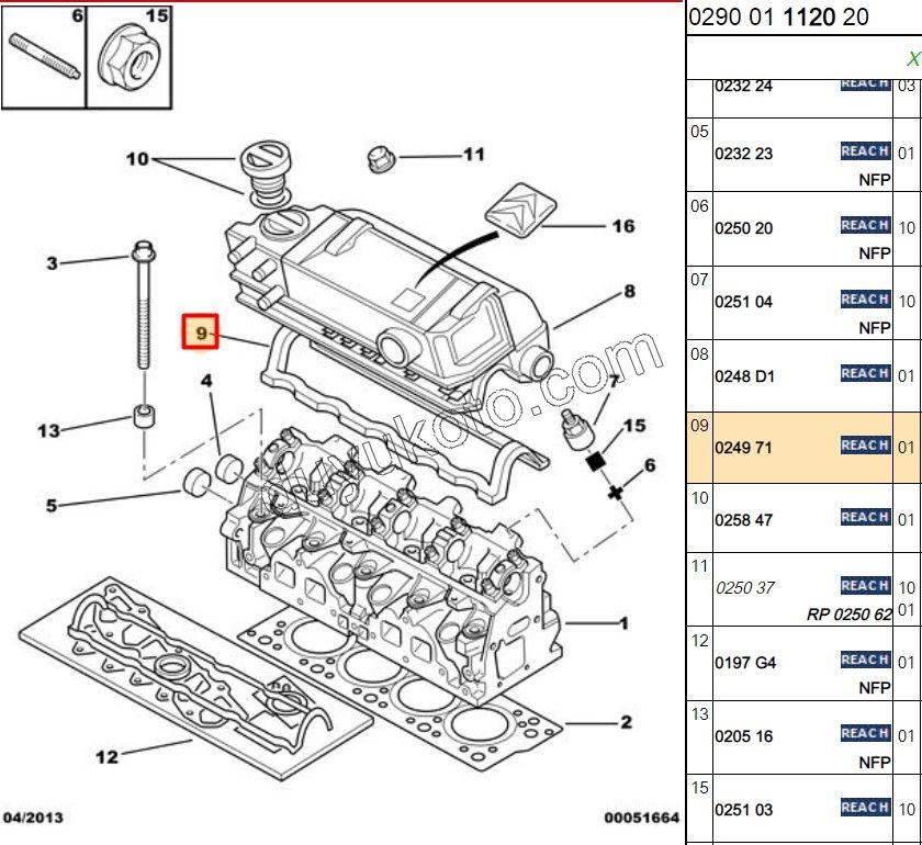 Motor Üst Kapak Contası (Külbütör Subap Kapak) XU7JP 1.8 8V XU10J2