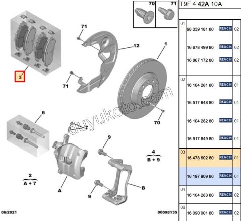 Fren Balatası Ön P3082