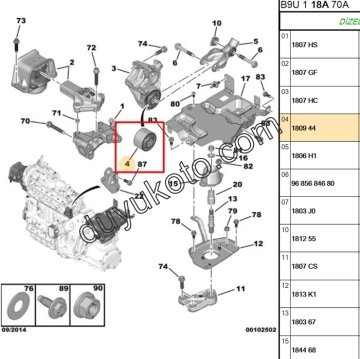 CİTROEN C4 MOTOR TAKOZU ALT (TEK TAKOZ) 1.6HDI