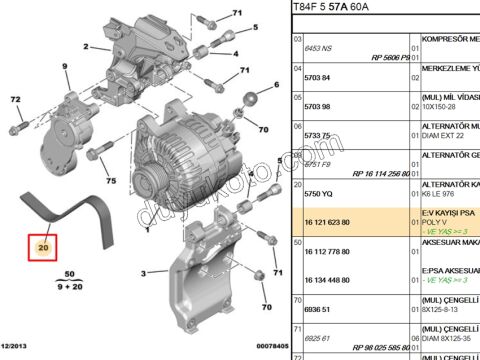 KAYIS ALTER 6PK0976 1.6HDİ Euro4 90CV