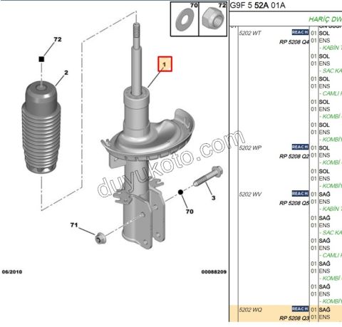 Ön Sağ Amortisör EXP3