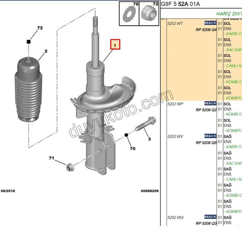 Ön Sol Amortisör EXP3