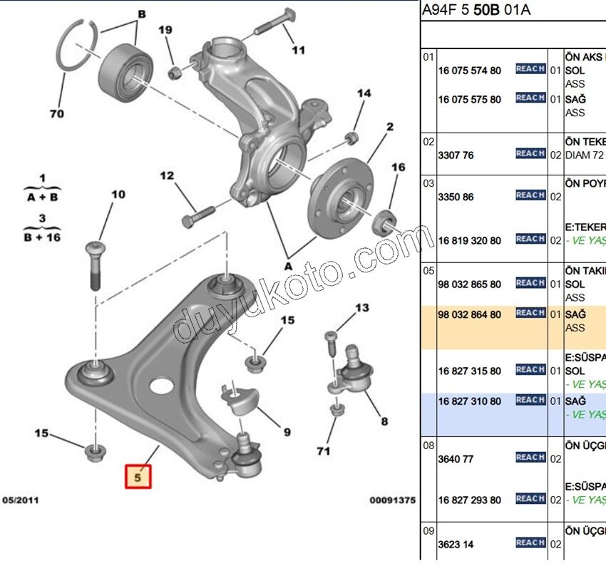 Salıncak Sağ ROTIL+ P2081 P20081 C33 1.6HDİ Euro4 XY