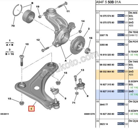Salıncak Sağ ROTIL+ P2081 P20081 C33 1.6HDİ Euro4 XY