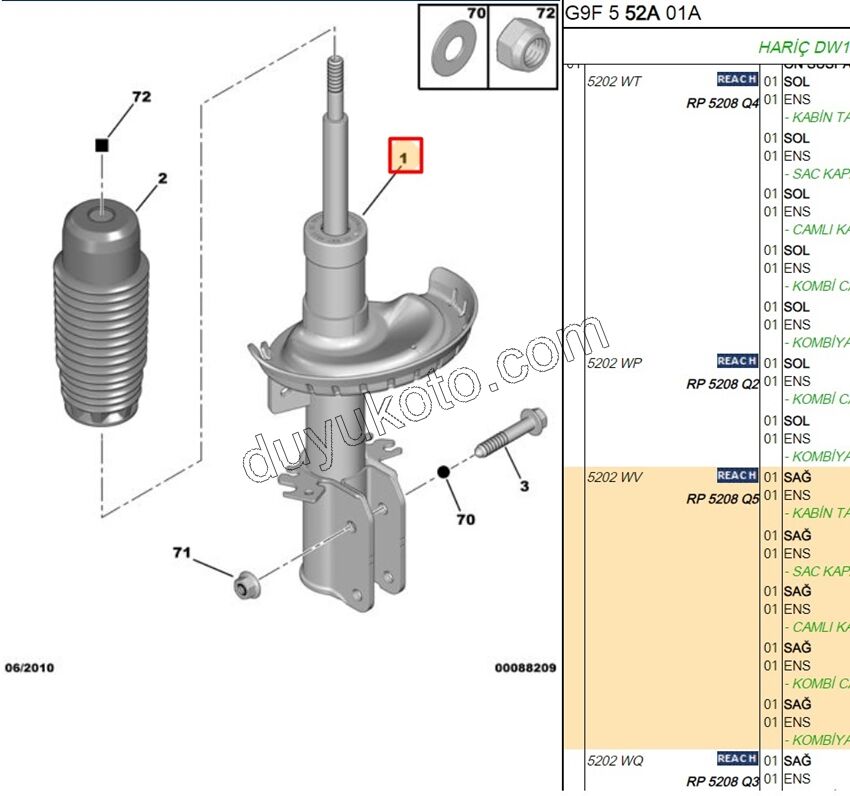 Ön Sağ Amortisör EXP3