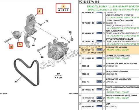 Alternatör Bağlantı Ayağı + KUTUKLU RULMAN+